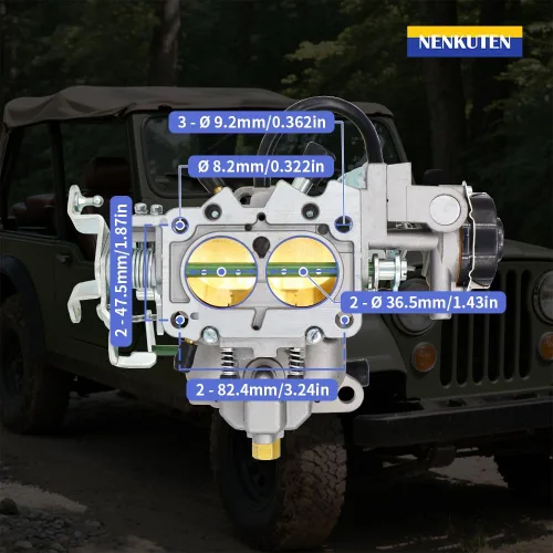Miniatura 3 de NENKUTEN Carburador de 2 barriles para Jeep BBD 6 CYL 258Cu 4.2L Motores 1983-1988 Jeep CJ7 CJ5 Wagoneer Carburador de estrangulamiento automático