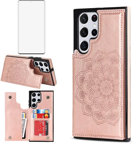 Miniatura 10 de Asuwish Funda compatible con Samsung Galaxy S22 Ultra 5G y protector de pantalla de vidrio templado, accesorios para celular, ranura para tarjetero