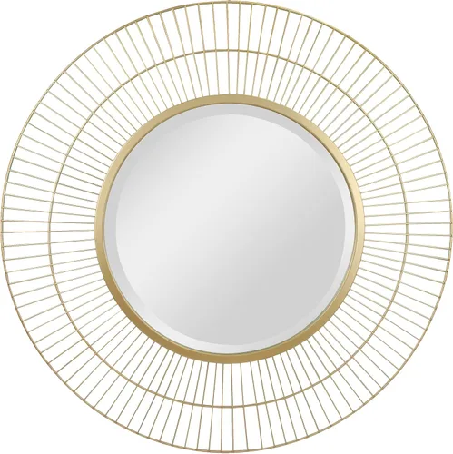 Stonebriar Espejo de pared redondo de alambre de metal dorado de 28 pulgadas con colgador adjunto, decoración moderna decorativa para la sala de