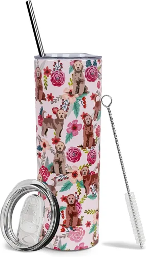 Miniatura 53 de Dachshund - Vaso de viaje aislado de acero inoxidable de 20 onzas con asa y pajilla, regalo para mujer, para el Día de la Madre, a prueba de fugas