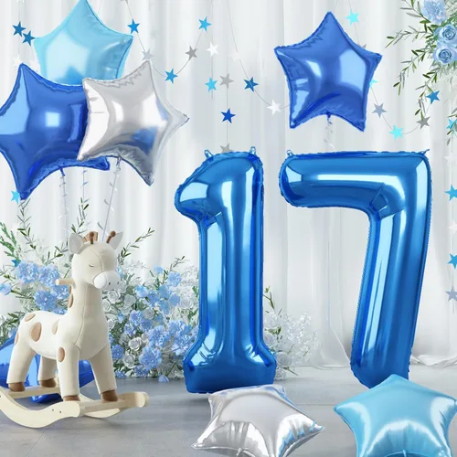 Miniatura 15 de Globo grande de aluminio 60, 40 pulgadas, color verde azulado oscuro, globo autoinflable del número 60 para hombres de 60 cumpleaños, globos de Azul