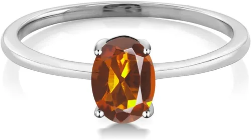 Miniatura 31 de Gem Stone King Anillo de compromiso solitario con piedra preciosa de oro blanco de 10 quilates, ovalado, 0.27 x 0.19 pulgadas, anillo de promesa