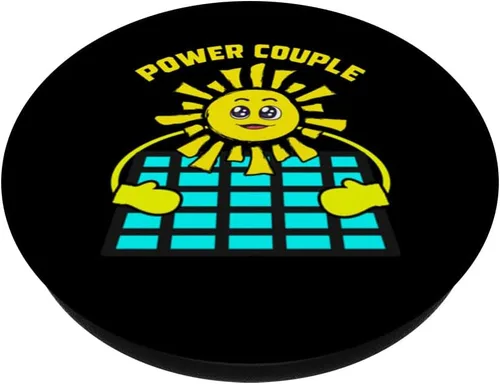 Miniatura 2 de Power Couple Sun and Solar Panel Energy PopSockets Adhesive PopGrip