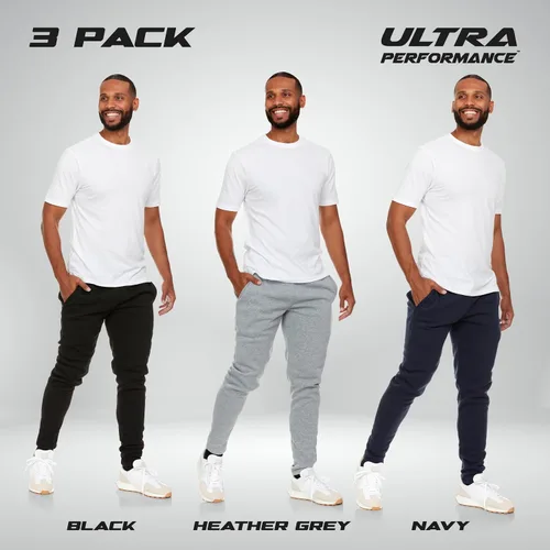 Miniatura 2 de Ultra Performance 3 Pack Mens Fleece Wide Leg Sweatpants with Pockets, Open Bottom Workout Sweatpants for Men