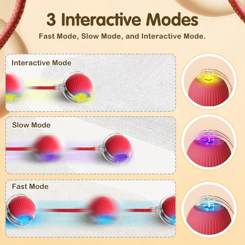 Miniatura 2 de Pelota de juguete interactiva para gatos, juguetes mejorados para gatos adultos aburridos en interiores y adultos, juguete interactivo auto rodante