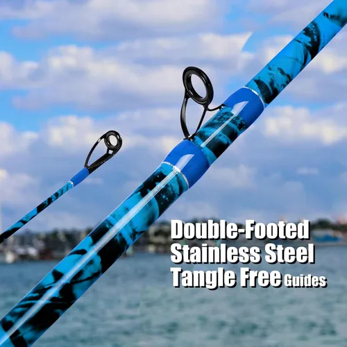 Miniatura 2 de Fiblink Caña de pescar convencional de barco de 2 piezas Caña de pescar portátil Spinning/Casting Rod Carbon Fishing Pole