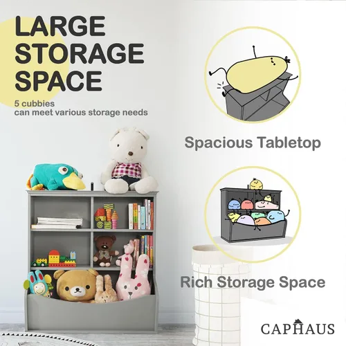 Miniatura 5 de CAPHAUS Organizador de almacenamiento de juguetes para niños, cubículo abierto, libro y gabinete multifuncional, estante para guardería, sala de E.