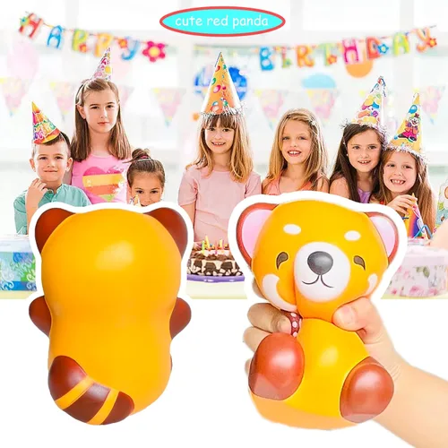 Miniatura 4 de Lindo panda rojo de levantamiento lento, juguete de mapache Squishys regalo de cumpleaños para niños, alivio del estrés, juguetes Kawaii Squishie