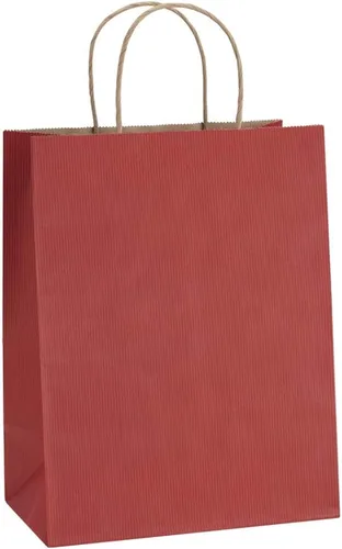 BagDream Bolsas de regalo de 8 x 4.25 x 10.5 pulgadas, 50 bolsas de papel kraft rojo con asas a granel, para compras, venta al por menor, mercancía,
