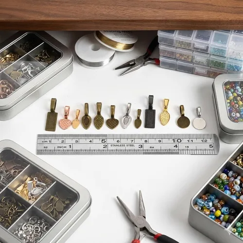 Miniatura 8 de OBSEDE 120 piezas de pegamento en fianzas para hacer joyas, colgante, collar, aretes, abalorio, cuchara, ovalado, rectangular, corazón