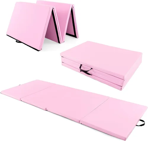 Miniatura 13 de Giantex 4'x10'x 2" Gymnastics Mat, 4-Panel Folding Aerobics Exercise Mat w/Hook & Loop Fastener, Carrying Handle, Portable Tumbling Mat for