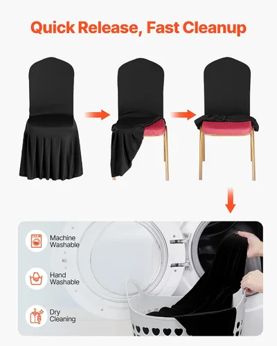Miniatura 35 de VEVOR 150 fundas blancas para sillas de poliéster y elastano, fundas elásticas para bodas, fiestas, comedor, banquetes, sin pinzas, 150