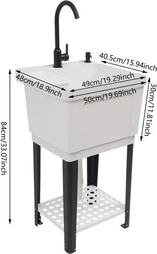 Miniatura 4 de Fregadero utilitario, fregadero de lavandería independiente, bañera de lavandería que ahorra espacio, fregadero portátil, lavabo de mano para Blanco