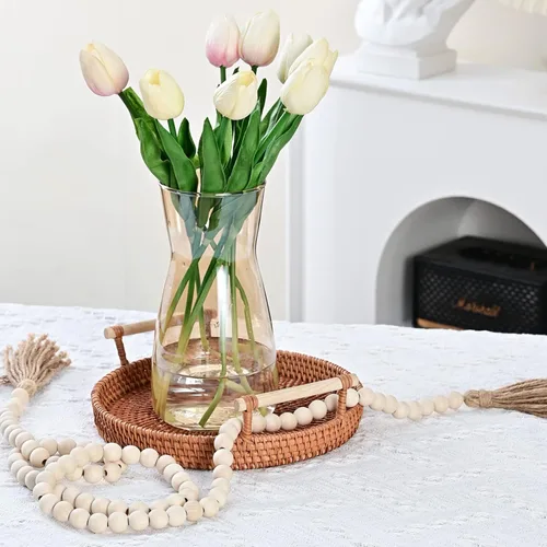 Miniatura 4 de Jarrones de vidrio para flores, 8 pulgadas de alto, modernos jarrones de cristal transparente iridiscente para centros de mesa, decoración de Ámbar