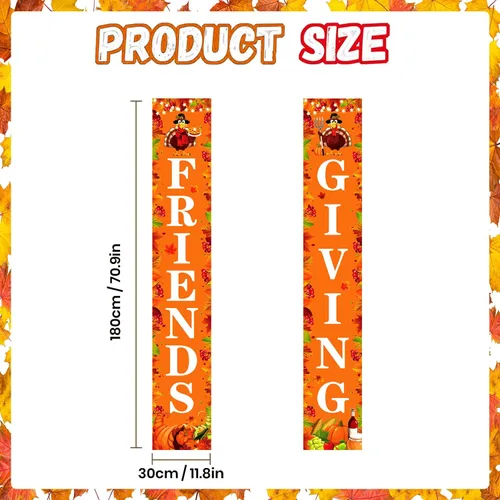 Miniatura 4 de Decoraciones de fiesta de Friendsgiving - Cartel de puerta de Acción de Gracias, 71 x 12 pulgadas (naranja)