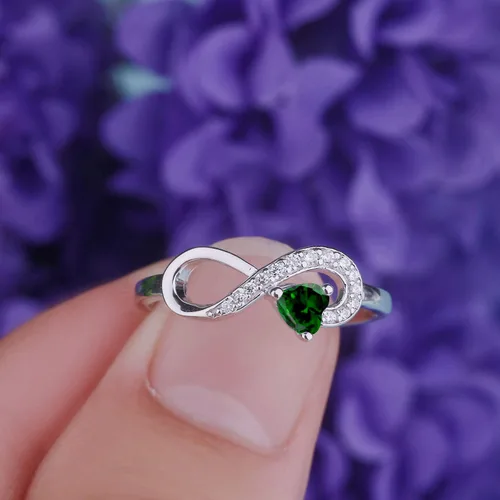 Miniatura 78 de Anillo Jo Wisdomo de compromiso. de plata esterlina, con corazón e infinito, anillo de amistad, para ella