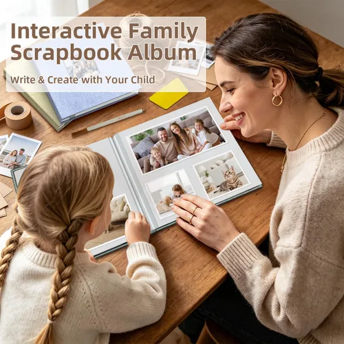 Miniatura 2 de popotop Álbum de fotos autoadhesivo con ventana de visualización de imágenes, kit de suministros de scrapbooking DIY de 40 páginas para fotos de 4x6