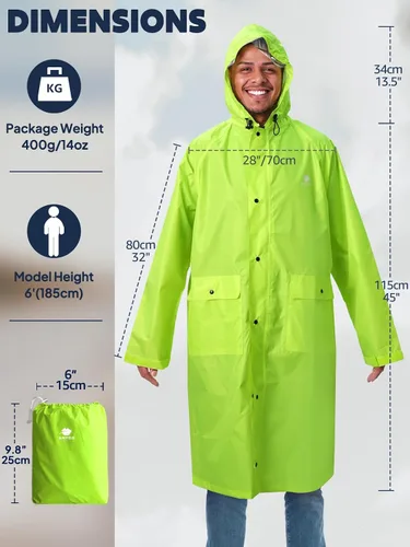 Miniatura 25 de Anyoo Poncho de lluvia con capucha, impermeable, ligero, para hombres, mujeres y adultos, con bolsillo para senderismo, camping, actividades al aire