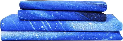 Bedlifes Galaxy Outer Space Juego de Sábanas, con temática de galaxia, 3 piezas, incluye sábana encimera, sábana bajera y 1 funda de almohada (azul