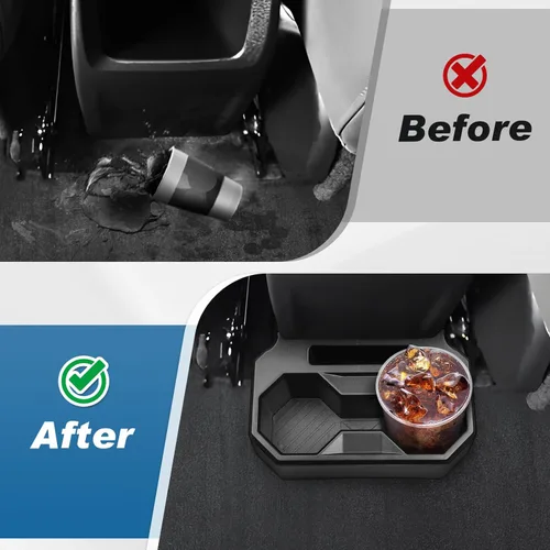 Miniatura 3 de Karltys Portavasos para asiento trasero de automóvil, bandeja organizadora de portavasos trasera fija con herramientas, accesorios interiores