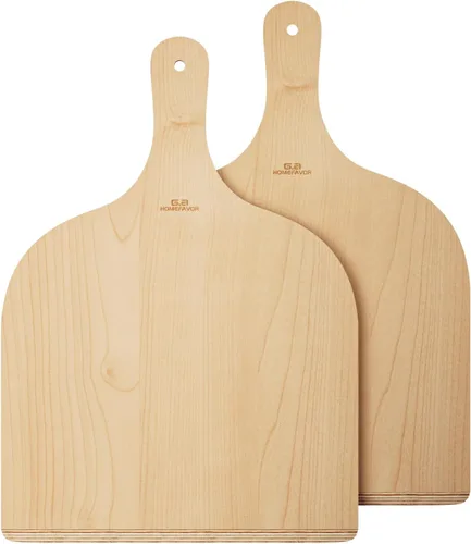 G.a HOMEFAVOR Paquete de 2 cáscaras de madera para pizza, paleta de pizza de 12 pulgadas con mango de madera, espátula de pizza para hornear y