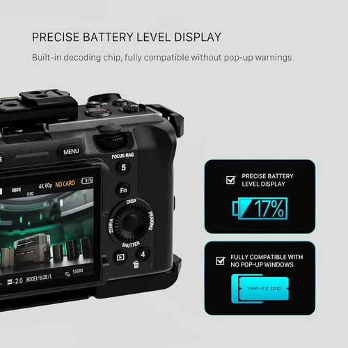 Miniatura 7 de Tilta Batería NP-FZ100 con entrada USB-C de 2400 mAh Funciona con FX3, FX30, FX2, ZV-E1, FX30B, A7S III, A7S II, A7 IV, A7 III, A7R V, A7R IV, A7C