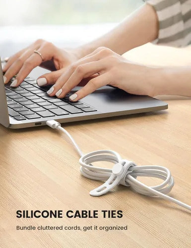 Miniatura 2 de Paquete de 10 Bridas de Cable de Silicona Organizador de Cordones - Lamicall Bridas de Alambre Elásticas para Gestión, Artículos Imprescindibles