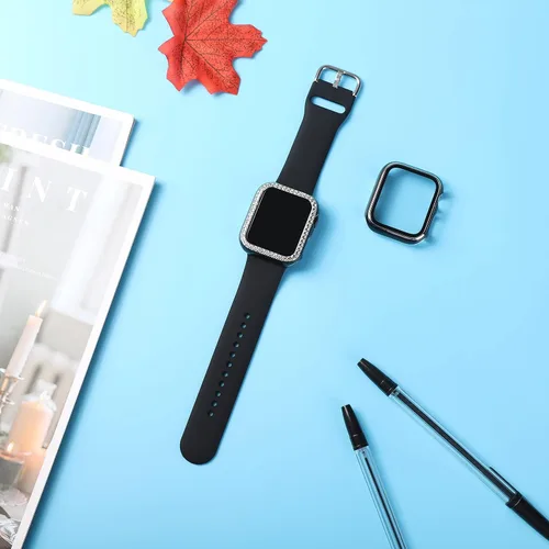 Miniatura 4 de Compatible para Correa de Apple Watch con Estuche 38mm 40mm 41mm 42mm 44mm 45mm 46mm, Correa de Silicona Suave Impermeable + Estuche Protector