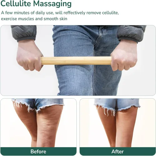Miniatura 4 de Varilla de masaje de bambú - Rodillo para moldear el cuerpo, herramienta de masaje Guasha para relajar los músculos