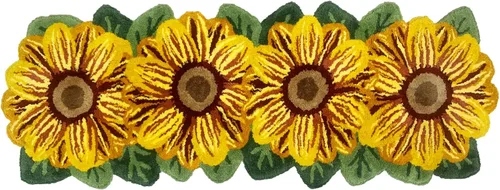 Miniatura 4 de USTIDE Alfombra de girasol esponjosa, alfombra suave y lanuda de flores, hecha a mano, alfombras modernas, lavables, para sala de estar, lavandería