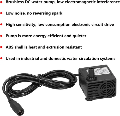 Miniatura 3 de Bomba de agua sumergible sin escobillas de 12V CC, para estanque, acuario, fuente solar, hidroponía, elevación de 3.9 ft 500L/H 12V 5W bomba