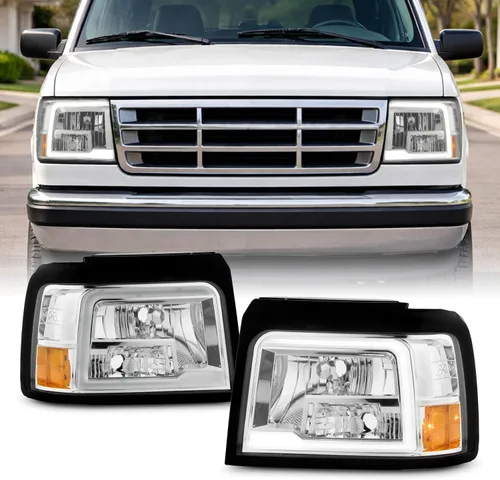 Miniatura 12 de AKKON - Compatible con Ford Bronco 92-96 F150 F250 350 1994 1995 1996 Ford Bronco 92-96 F150 F250 350 con barra LED de faro delantero negro carcasa