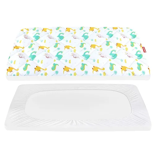 Sábanas ajustables para Pack and Play, transpirables, gruesas, parque de juegos con estampado encantador 39"×27"×5", compatible con Graco Pack n