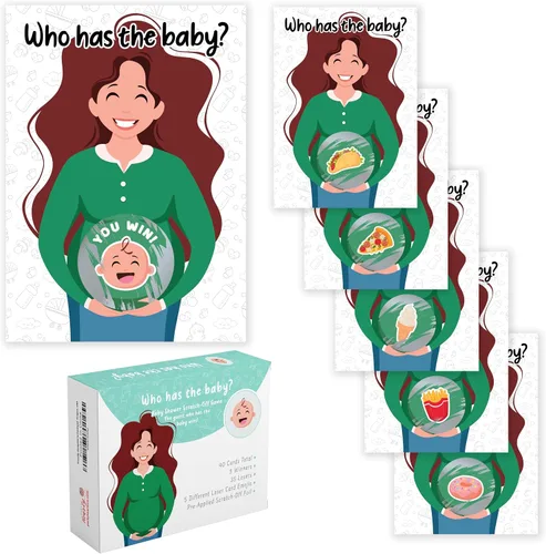 Miniatura 8 de Juegos de baby shower de Party Hearty para niño, 40 boletos de lotería con emojis para rascar, ideas de juegos para bebés, juego de rascar, azul