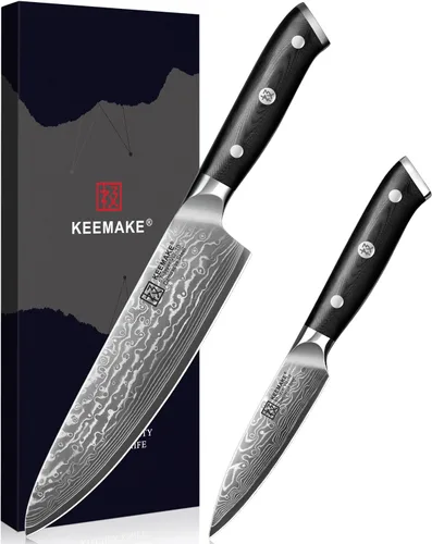 Miniatura 9 de KEEMAKE Cuchillo de chef de Damasco, cuchillo de cocina de 8 pulgadas, cuchillo de damasco de 67 capas, cuchillos de cocina profesionales con núcleo