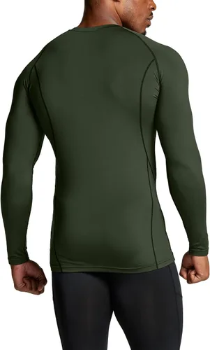 Miniatura 3 de TSLA - Camiseas térmicas de compresión de manga larga con cuello en V para hombre, ideales para usar como capa base para hacer ejercicio, correr