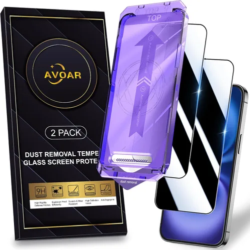 Miniatura 29 de Paquete de 2 protectores de pantalla de privacidad para iPhone 13 Pro Max /14 Plus [kit de alineación automática] vidrio templado, protección