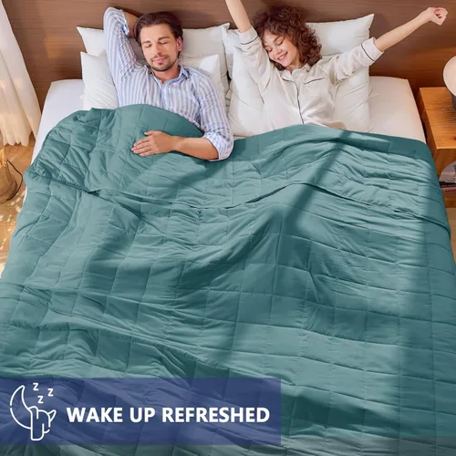 Miniatura 77 de Yescool - Manta con peso para adultos (15 libras, 60 x 80 pulgadas, azul), manta de enfriamiento pesada para dormir, 140-160 libras, manta