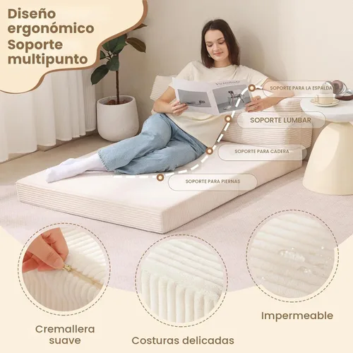 Miniatura 3 de JUIKURY Sofá cama plegable, silla convertible con colchón plegable plegable, sofá biplaza extraíble 2 en 1, silla plegable portátil, cama, sofá