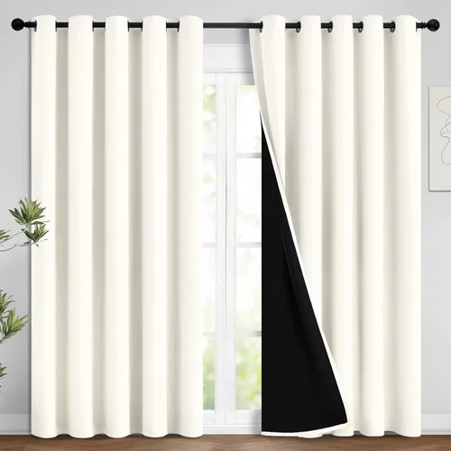 Yakamok - Cortinas 100% opacas para dormitorio, bloqueo de luz, aislamiento térmico, reducción de ruido, cortinas opacas (62 pulgadas de ancho x 96