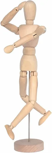 Miniatura 4 de Paquete de 2 maniquíes de madera de 12 pulgadas de alto con soporte, ideal para dibujo o decoración de escritorio (hombres y mujeres/papá y mamá)