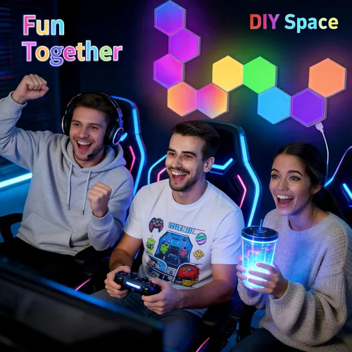 Miniatura 8 de TISOFU Luces Hexagonales (Paquete de 8) Paneles de Pared LED, Luces RGB para Juegos con APP, Panel Modular Inteligente Azulejos Hexagonales Push