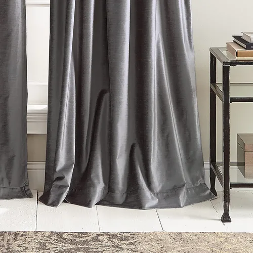Miniatura 3 de Cortinas DKNY Modernas con Nudos de Terciopelo Forrado, Paneles Pares, 108", Carbón Gris antracita