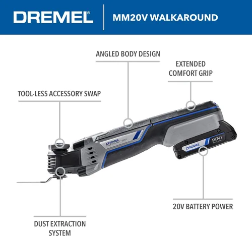 Miniatura 9 de Dremel Multi-Max MM20V-01 Kit de herramientas oscilantes inalámbricas con (1) batería