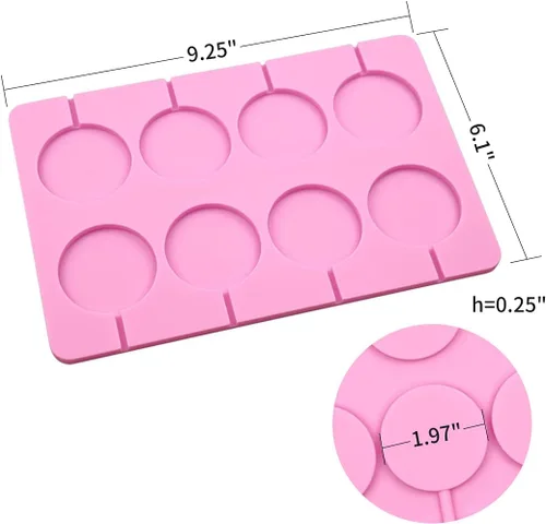 Miniatura 2 de Moldes de silicona para piruletas, moldes grandes de 8 capacidades, moldes redondos de chocolate duro, moldes de hielo, ideales para piruletas