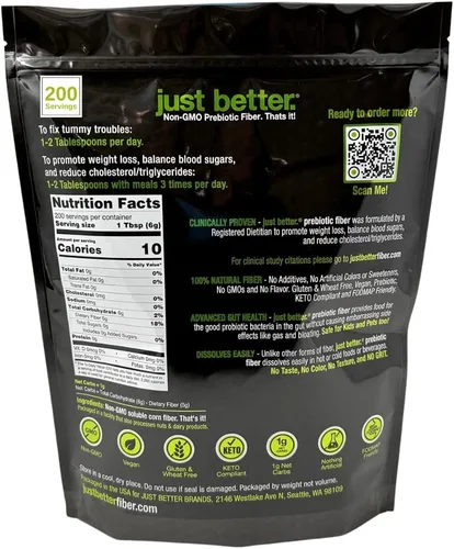 Miniatura 2 de just better. Suplemento de fibra prebiótica para un intestino sano Fibra en polvo con cero grano cero sabor y sin hinchazón ni gas Siéntete