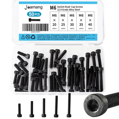 Miniatura 8 de M6 x 40mm 45mm 50mm 55mm 60mm Tornillos de cabeza hexagonal, acero de aleación de grado 12.9, acabado de óxido negro, unidad hexagonal Allen