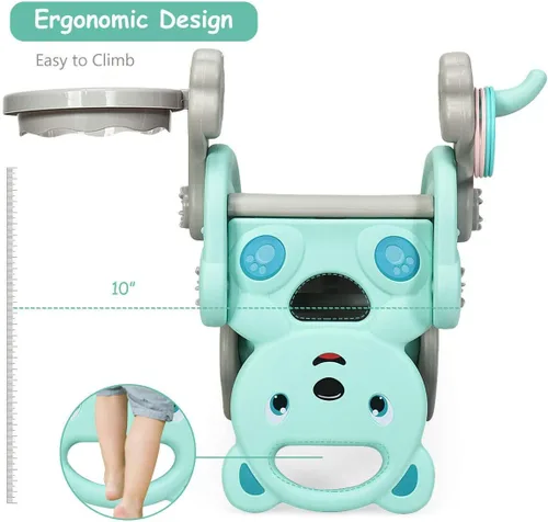 Miniatura 7 de Costzon - Juego de tobogán para niños pequeños de 5 en 1, juguete con columpio, tobogán para niños con taburete desmontable, aro de baloncesto