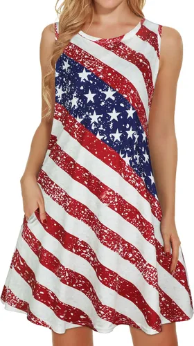 Miniatura 55 de elescat Vestidos de verano para mujer 2025, vestido casual de playa sin mangas con estampado floral, tipo camiseta, suelto y con bolsillos
