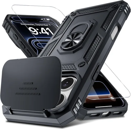 Miniatura 22 de Janmitta - Funda para iPhone 14 Pro con cubierta deslizante para lente de cámara incorporada + protector de pantalla, funda de cuerpo completo